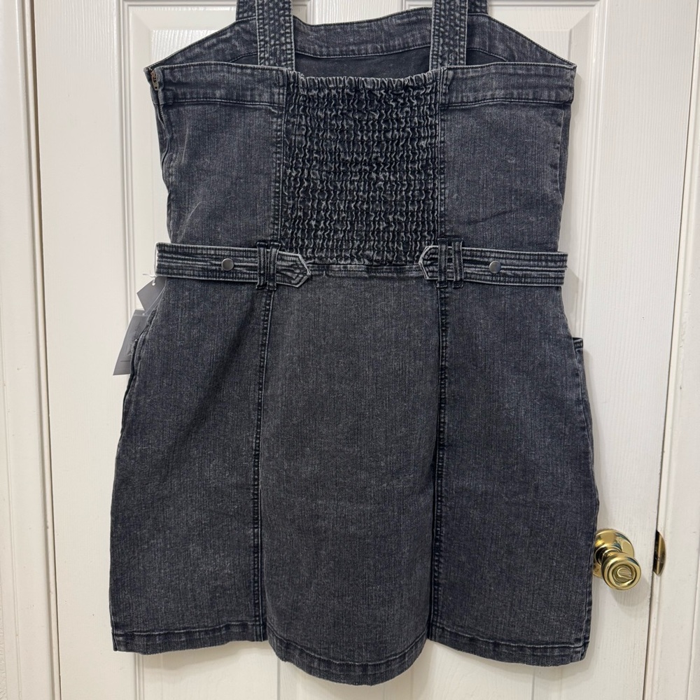 Jessica Simpson Denim Jean Overall Dress Black Gray Wash Plus Size 1X NWT - Picture 7 of 15